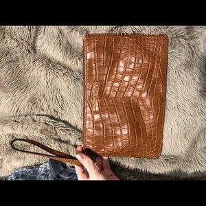 Michael Kors Chestnut Alligator Wristlet Authentic